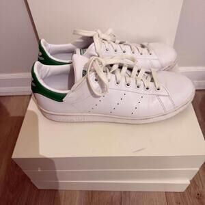 Adidas Stan Smith Shoes White/Green‎ Women's 8 Sneakers Runners